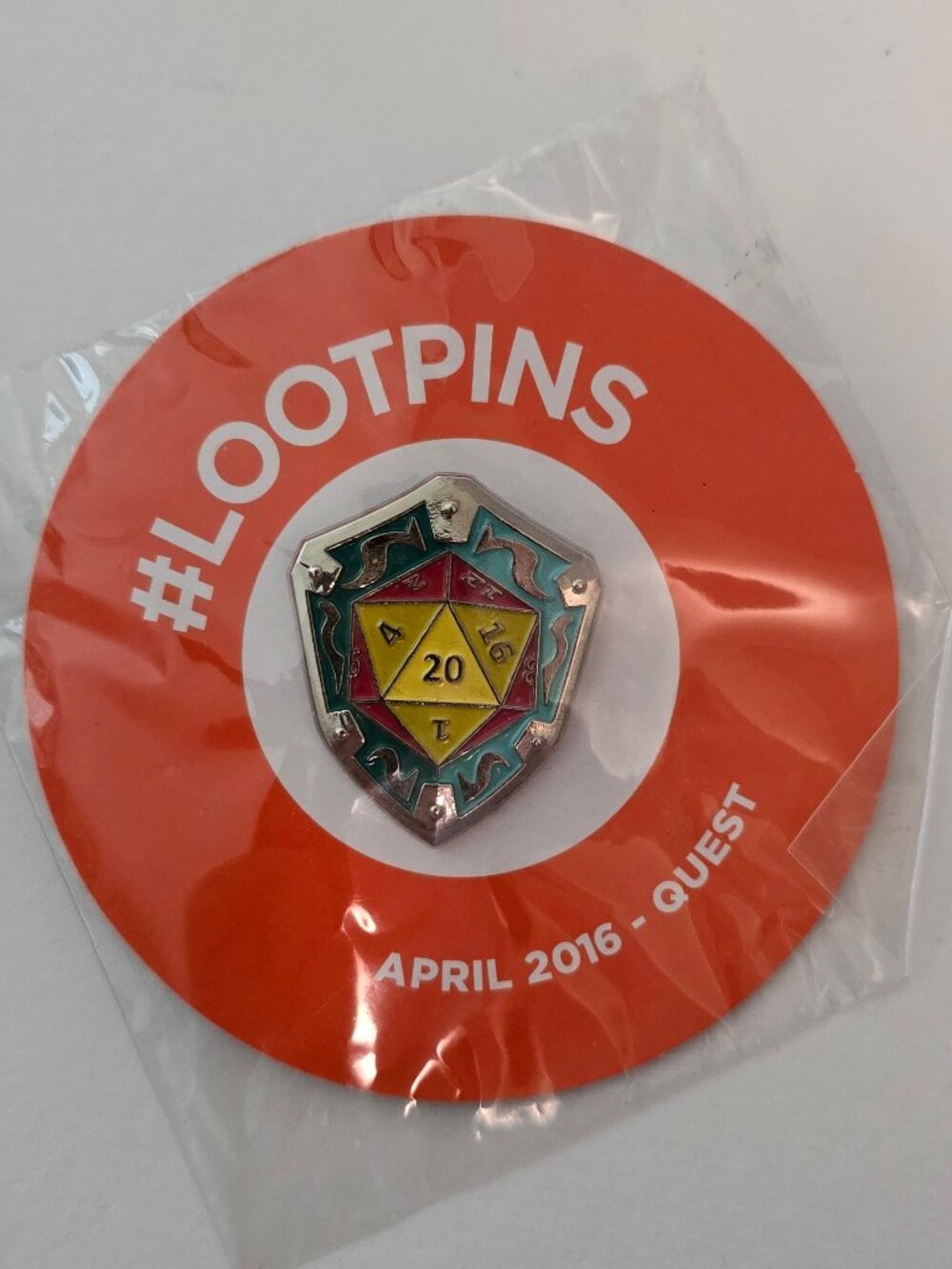 Loot Crate 20-sided (d20) die "Quest" Exclusive Collectible Loot Pin April 2016